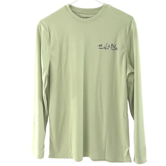 New Salt Life Performance Shirt Mens Small Green Long Sleeve UVapor UPF 50 - Picture 10 of 10